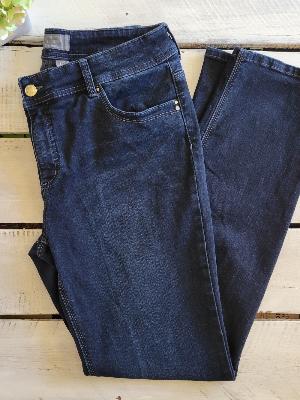 Chico's Dark Blue So Slimming Straight-Leg Jeans Sz 1.5/10